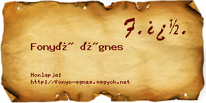 Fonyó Ágnes névjegykártya